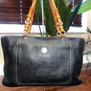 Vintage Coach Chelsea Black & Hot Pink Leather Tote Bag